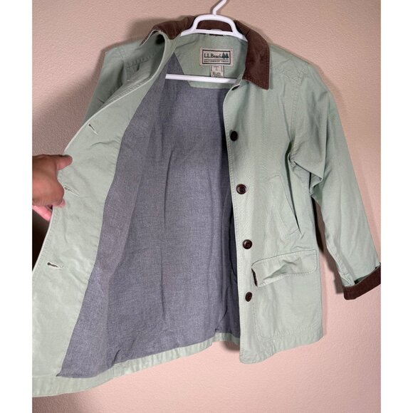 L.L. Bean Canvas Field Chore Barn Jacket Mint Green Brown Corduroy 0WY22 - Picture 9 of 14